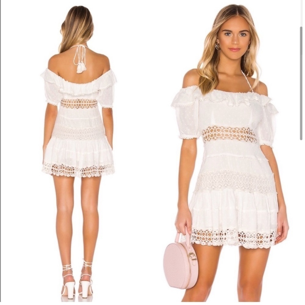 Free People Cruel Intentions white boho crochet lace mini dress, size 12